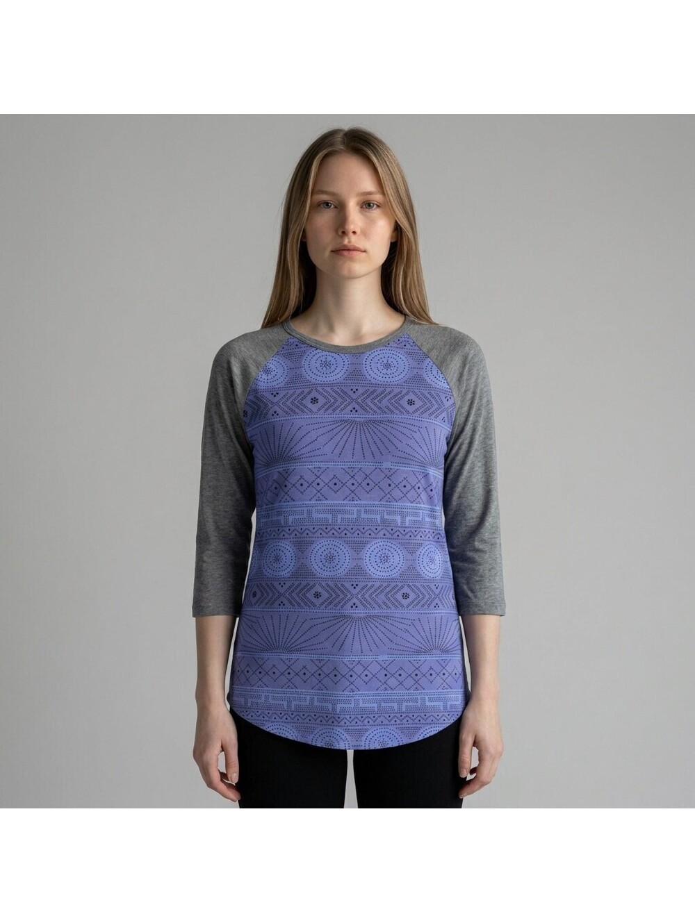 New LulaRoe T-Shirt Women S Small Blue Geometric 3/4 Sleeve Randy Casual Stretch